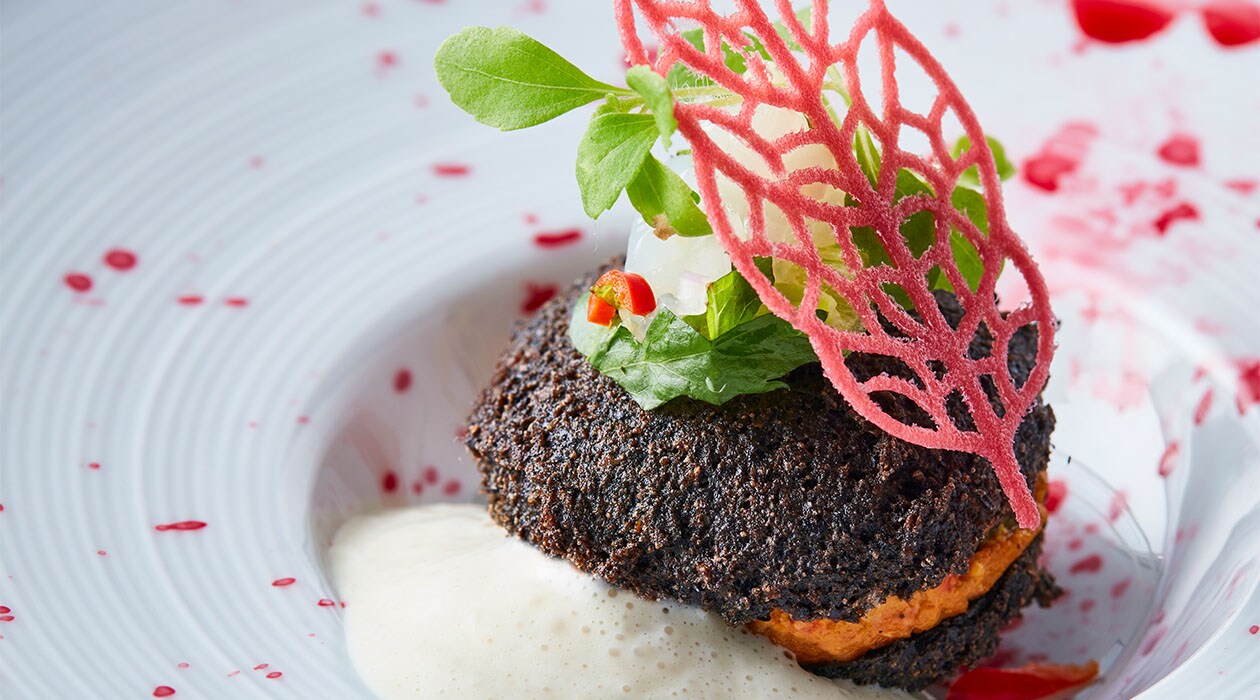 Black Bean Falafel Macaron with Creamy Makdous – Recipes