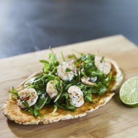 Arabic Flatbread & Lime Teriyaki King Prawn Salad