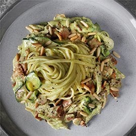 Avocado Zucchini Alfredo Pasta