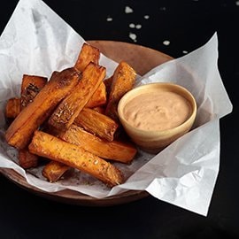 Baked Sweet Potato Fries & Home-made Chipotle Mayo