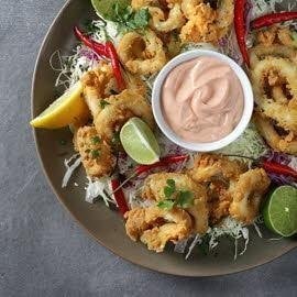 Chilli Lime Calamari Rings with Coleslaw Salad