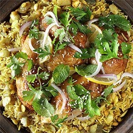 Machboos (Chicken, Lamb, or Seafood)