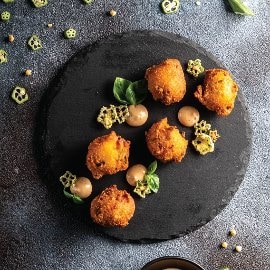 Okra Hush Puppies with Smokey BBQ Dip