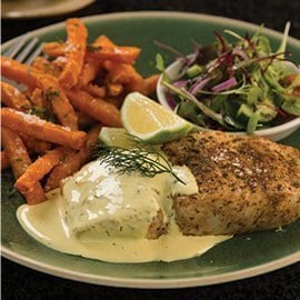 Pan-Fried Fish with Orange & Dill Hollandaise Sauce