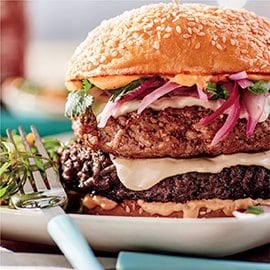 Spicy Korean Double Cheeseburger (lamb & beef)