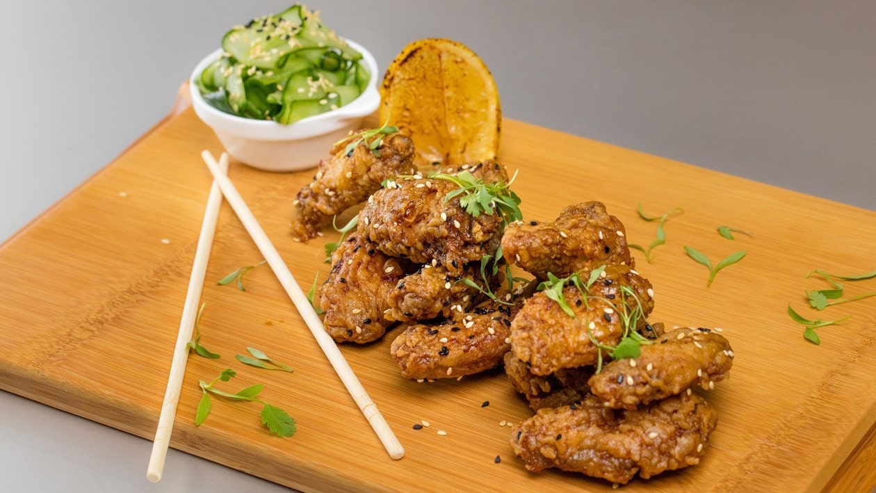Sticky Teriyaki Chicken Wings with Sunomono – - Recipe