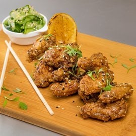 Sticky Teriyaki Chicken Wings with Sunomono