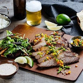 Beef Brisket with Mango Salsa Criolla