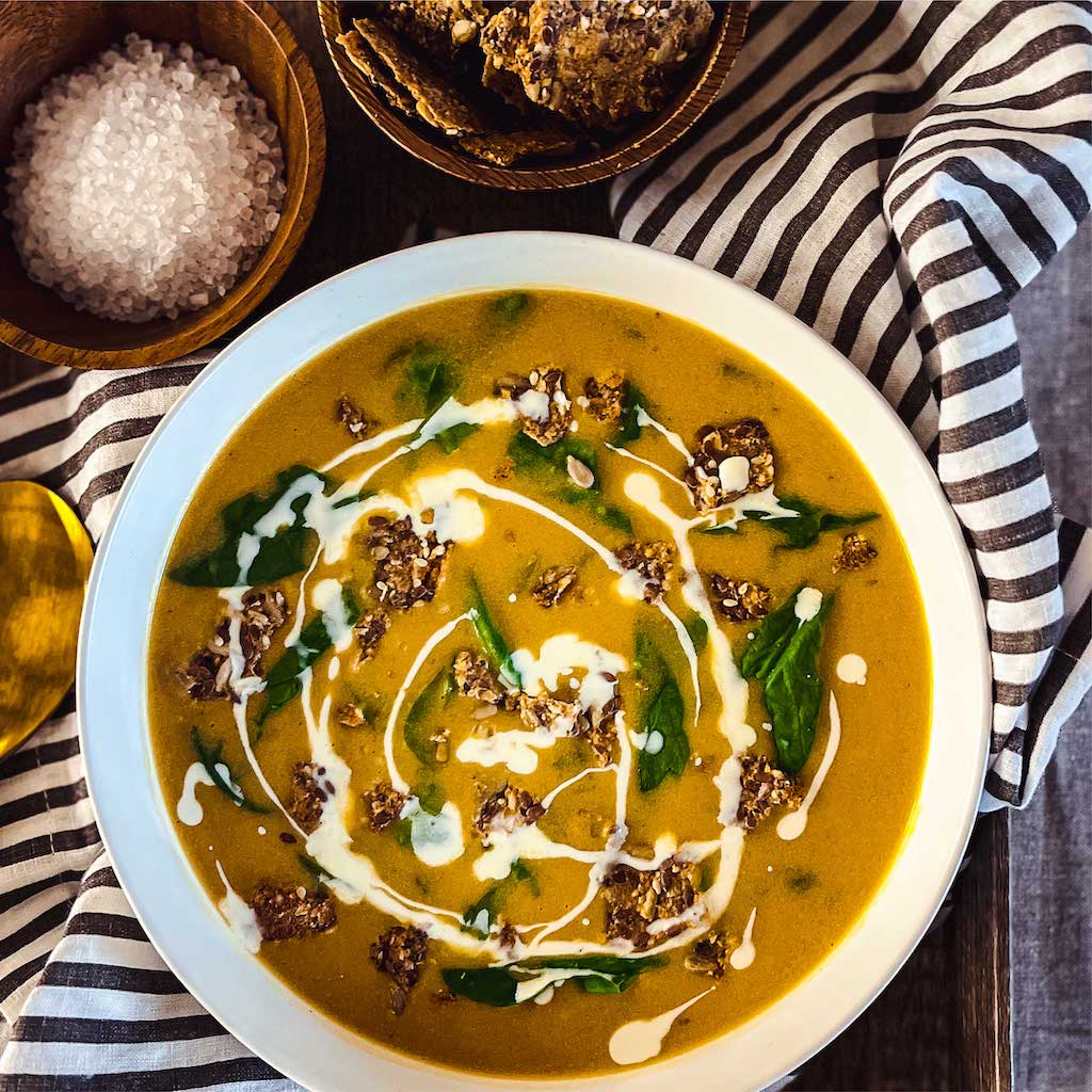 Butternut Squash with Spinach Soup