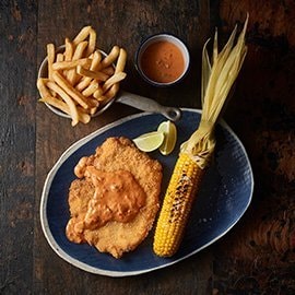 Chicken Schnitzel with Jalapeno Salsa Cream Sauce