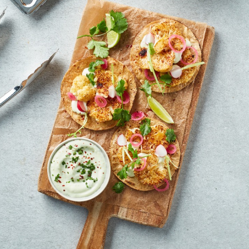 Roasted Ancho Chili Cauliflower Tacos