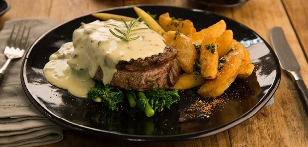 Sliced Grilled Steak With Mustard Hollandaise
