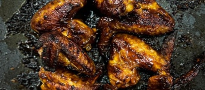 orange date beer BBQ chicken wings